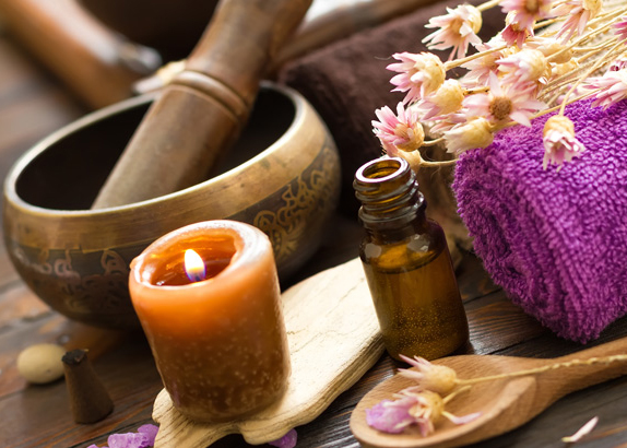 Traditional Ayurvedic oils, herbs and treatment tools
